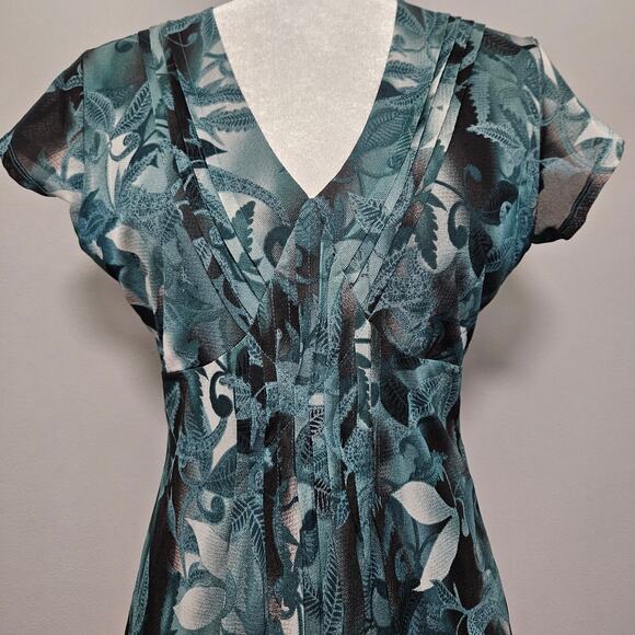 Vtg Worthington Top Womens M Brown Blue Y2K Forest Fairy Sheer Mesh Blouse - Picture 2 of 10